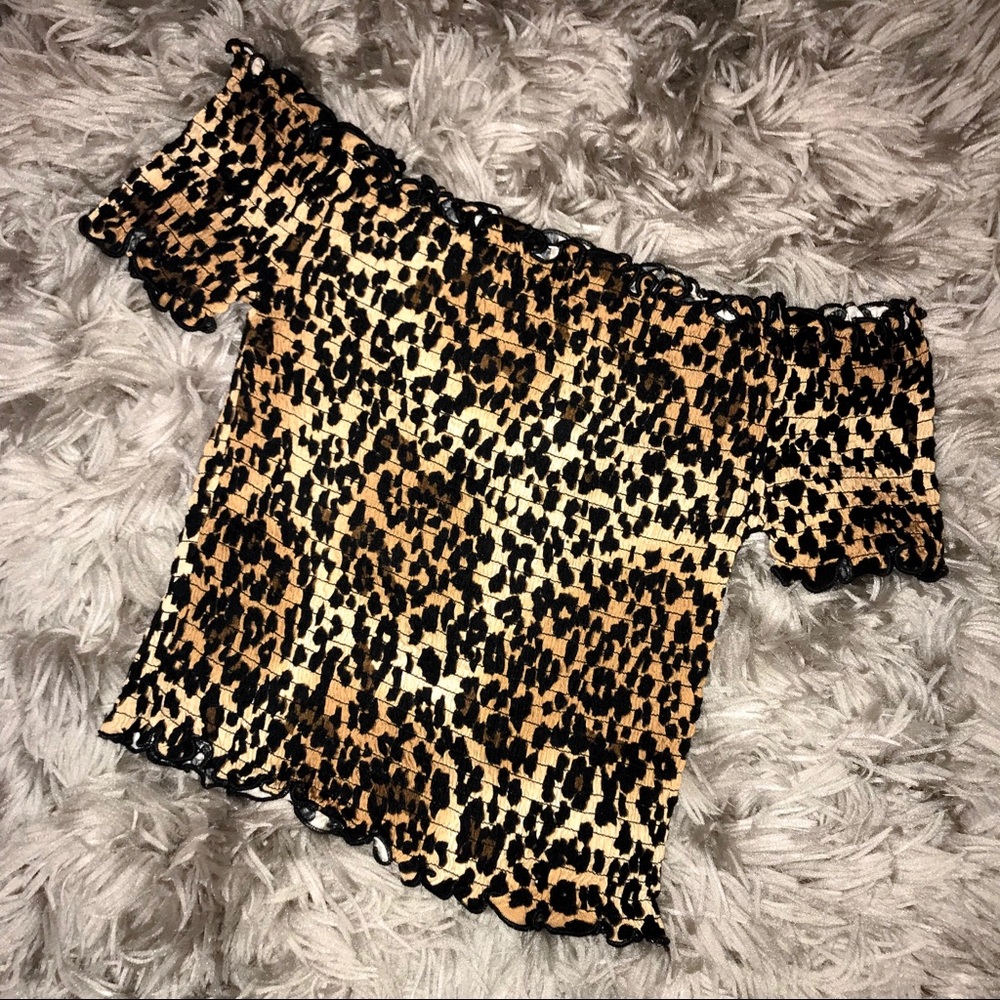 Smocked Cheetah Crop Top